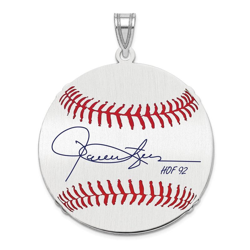 Sterling Silver Rollie Fingers Signature Lg Enamel Baseball Pendant